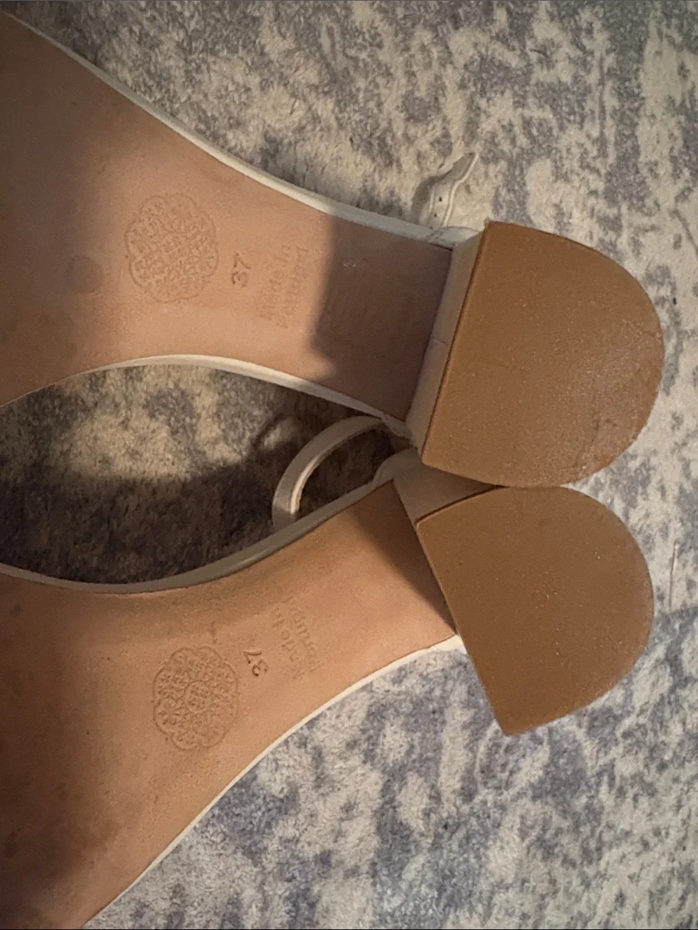 Grace Loves Lace Cream Ankle-Strap Block Heel Sandals